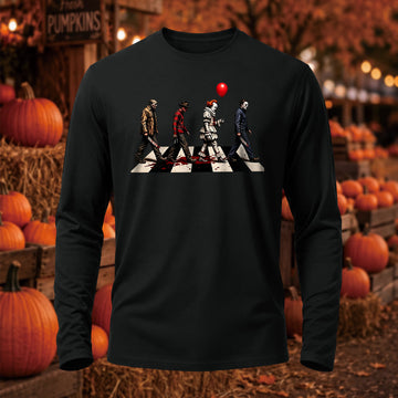 Spooky Halloween Horror Villains Graphic Printed Long Sleeve T-Shirt