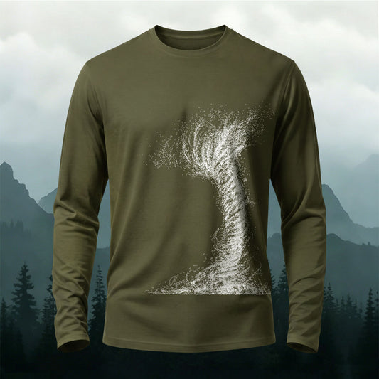 Particle Tornado Dot Art Printed  Long-Sleeve T-Shirt