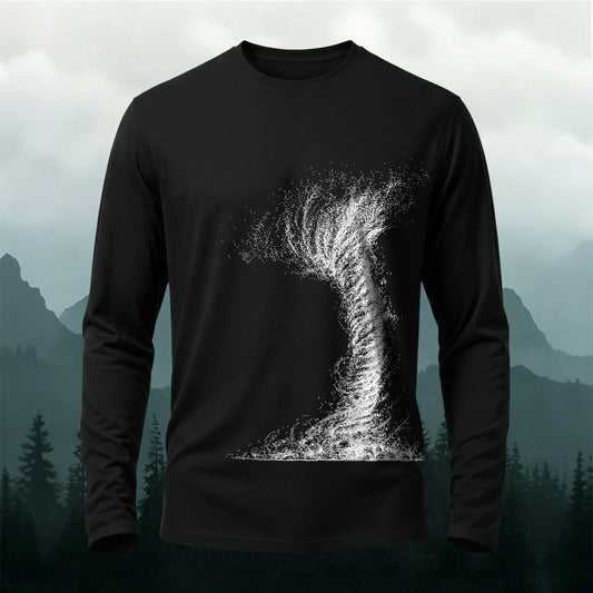 Particle Tornado Dot Art Printed  Long-Sleeve T-Shirt