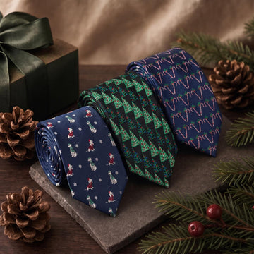 Jacquard Christmas Dog Candy Cane Pattern Necktie