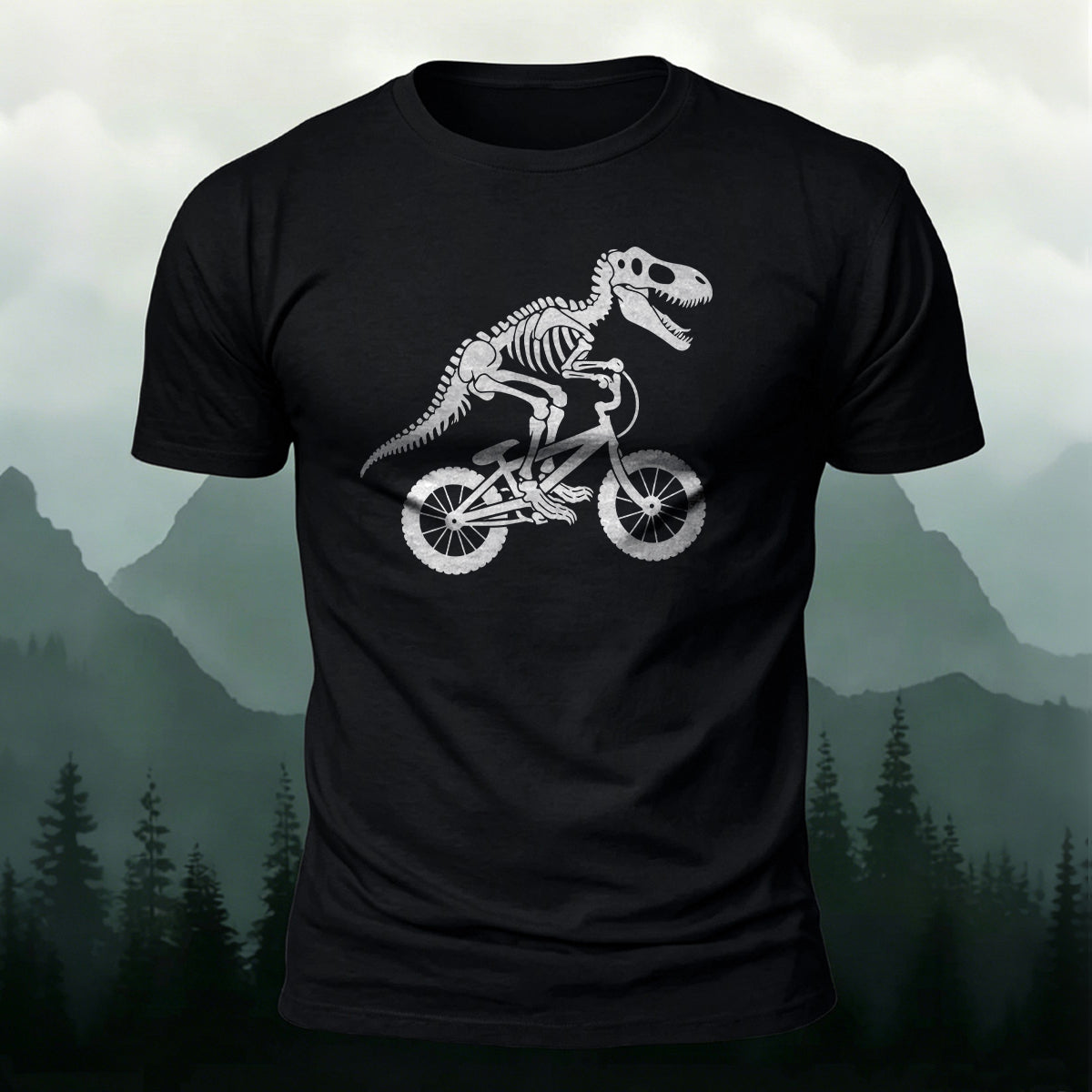 Dinosaur Fossil Cycling Art Print 100% Cotton T-Shirt