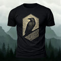 Bird Pattern Mountain-Style Comfortable Casual T-Shirt black