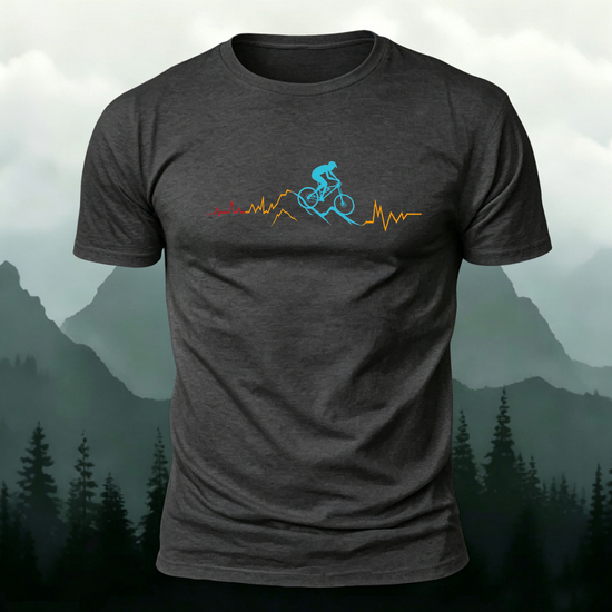 Cycling Line Pattern Skin-friendly Cotton T-Shirt Dark Grey
