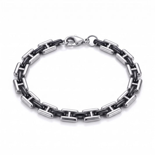 Stainless Steel Geometric Link Bracelet