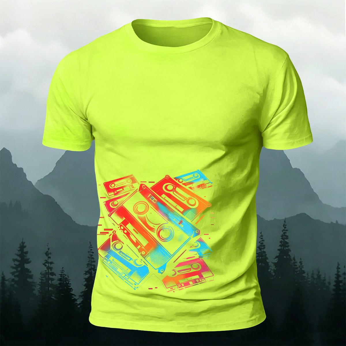 Music Cassette Graphic Trendy Casual Skin-friendly Tee