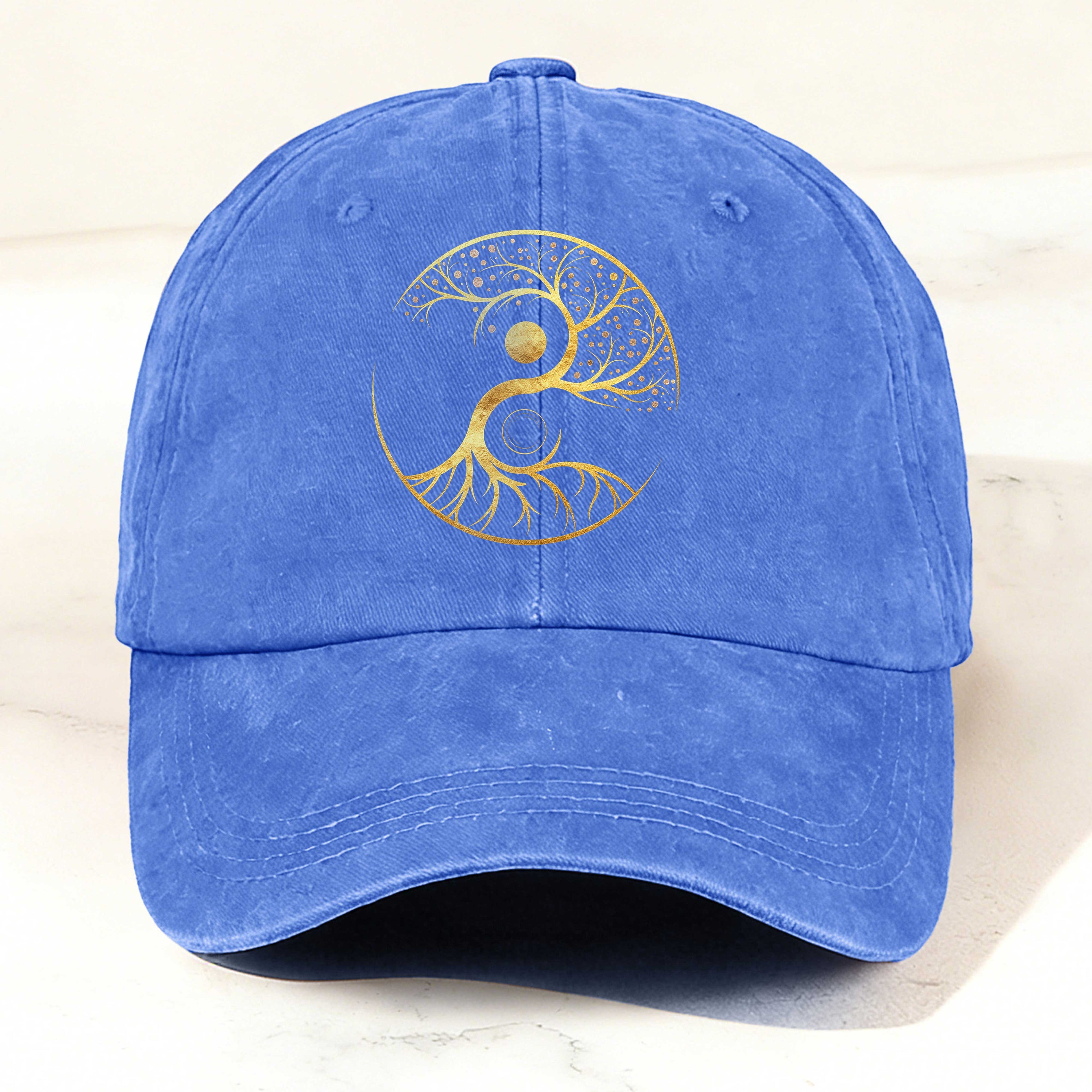Taiji Tree Totem Printed Washed Baseball Cap