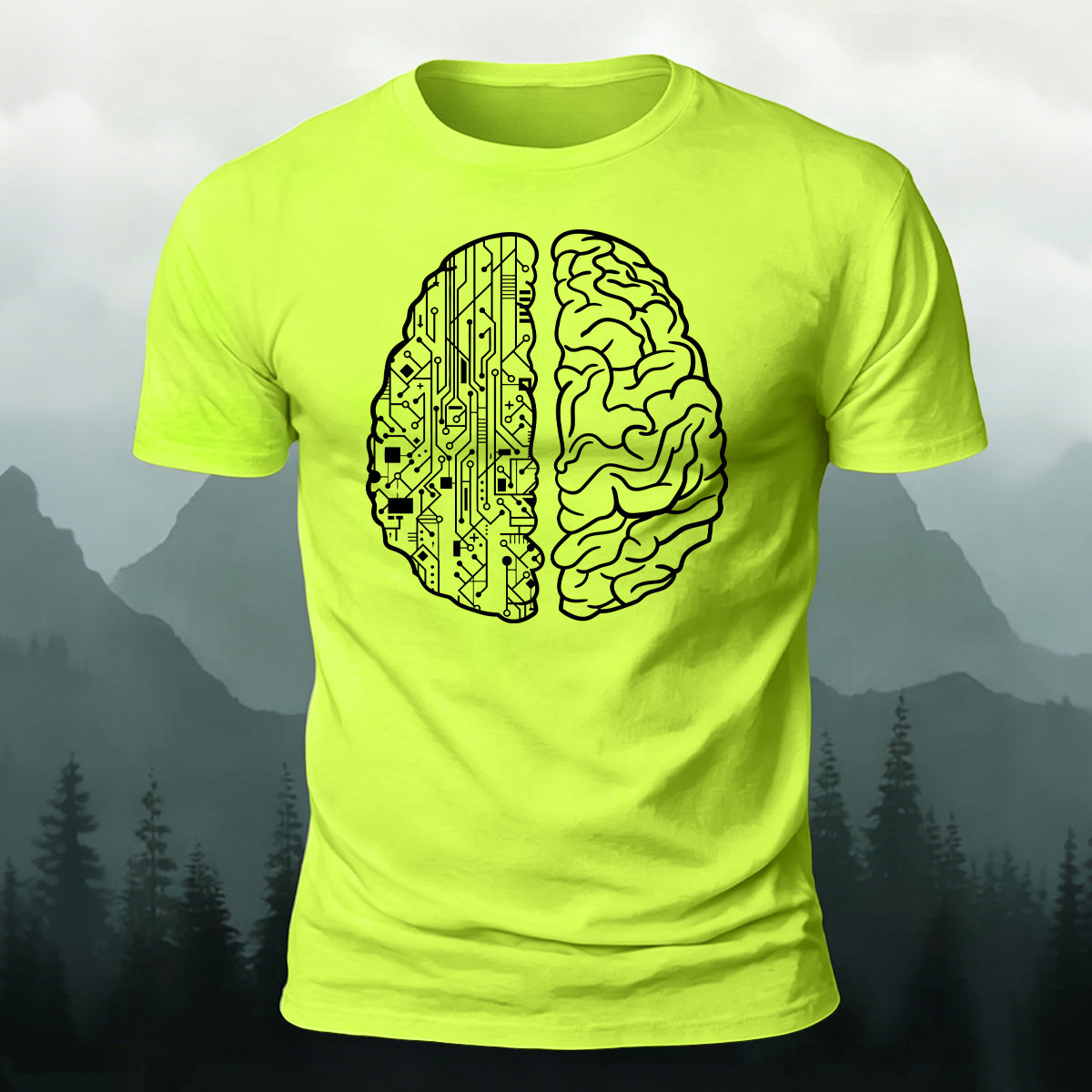 Simple Creative Brain Graphic Breathable Cotton T-Shirt