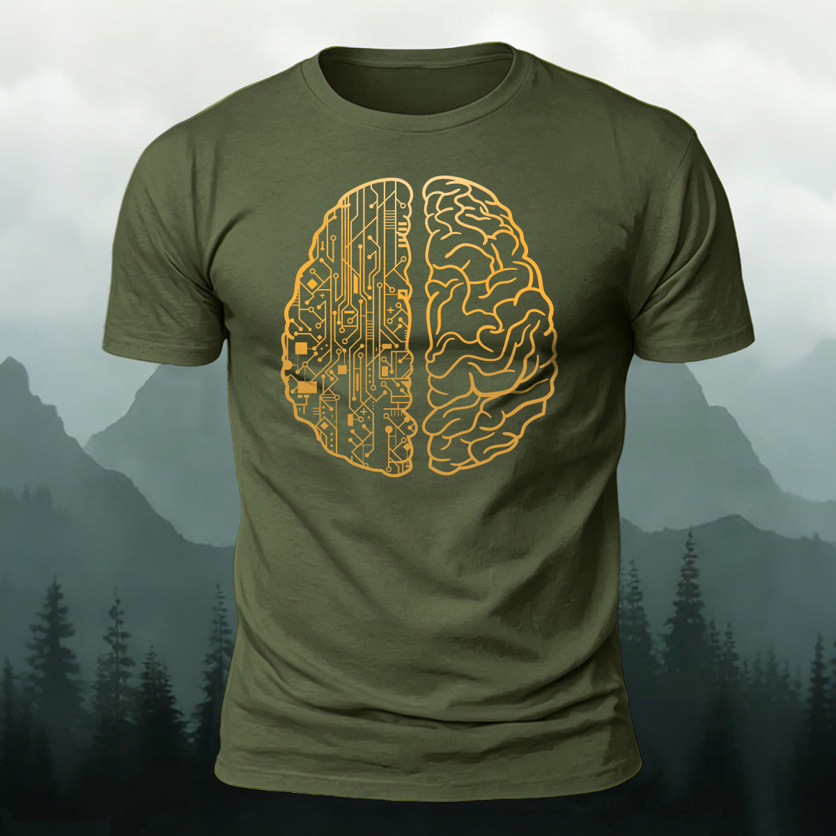 Simple Creative Brain Graphic Breathable Cotton T-Shirt