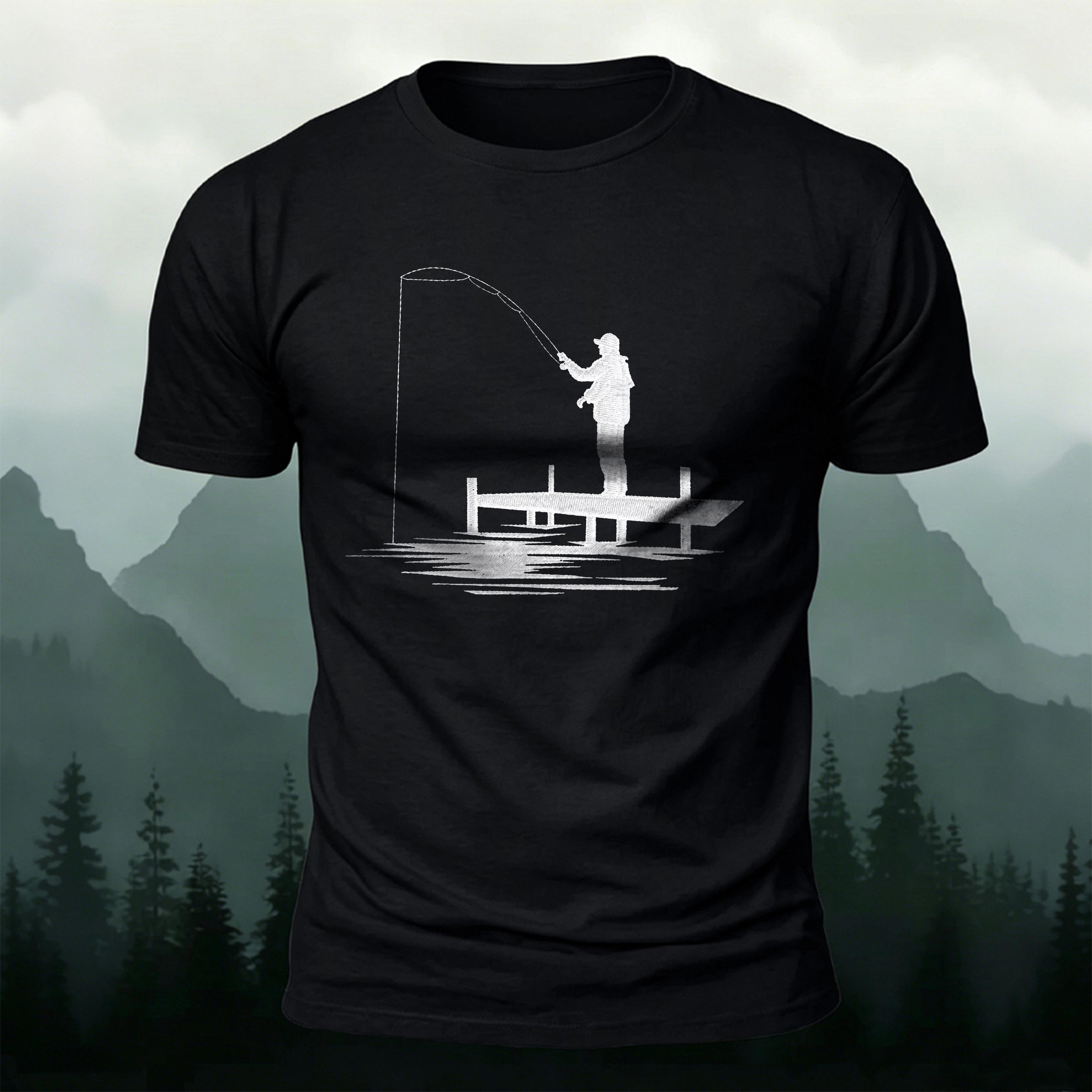 Fishing 3D UV Print Minimalist Premium Cotton Tee