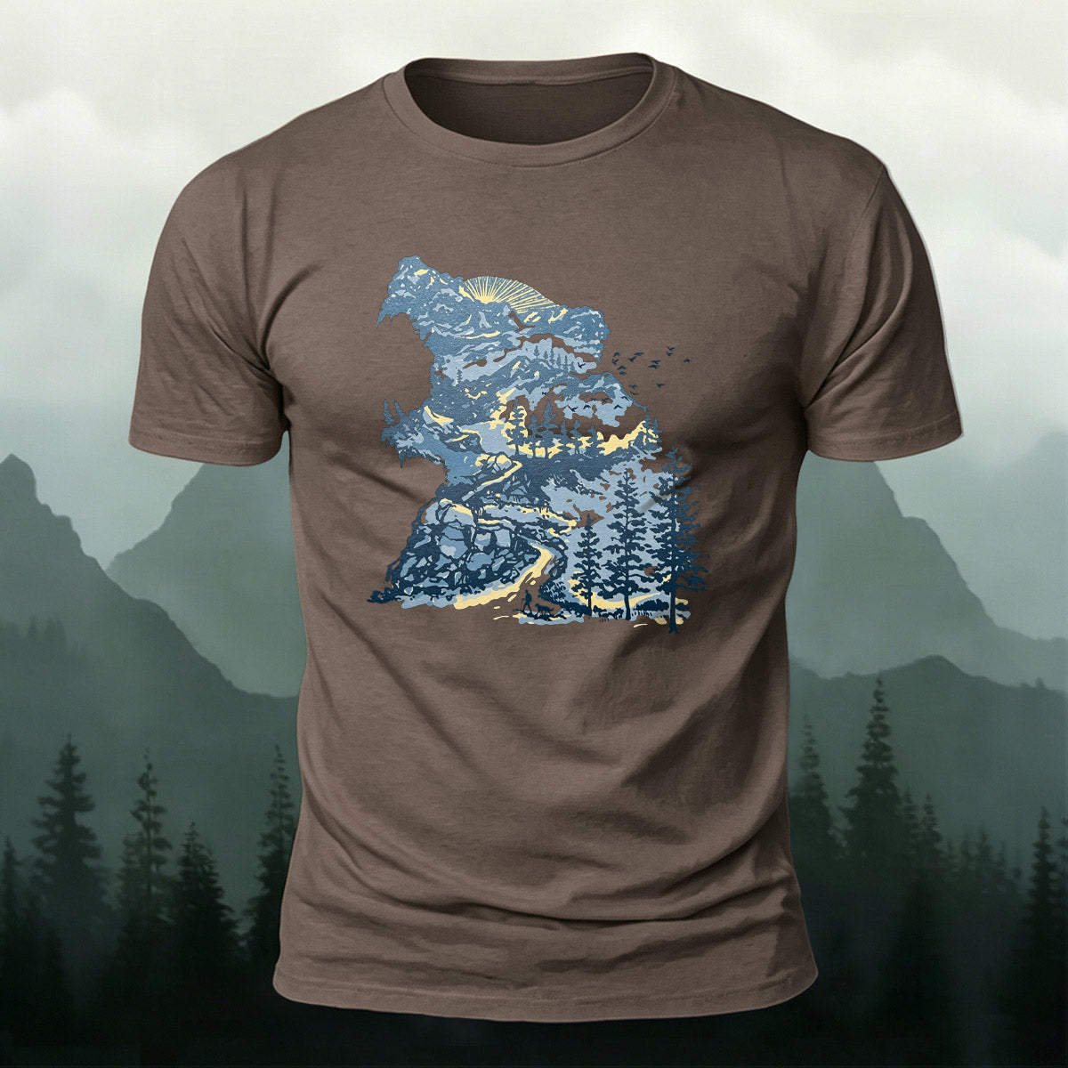 Art Forest Print Casual Soft-Touch Cotton T-Shirt