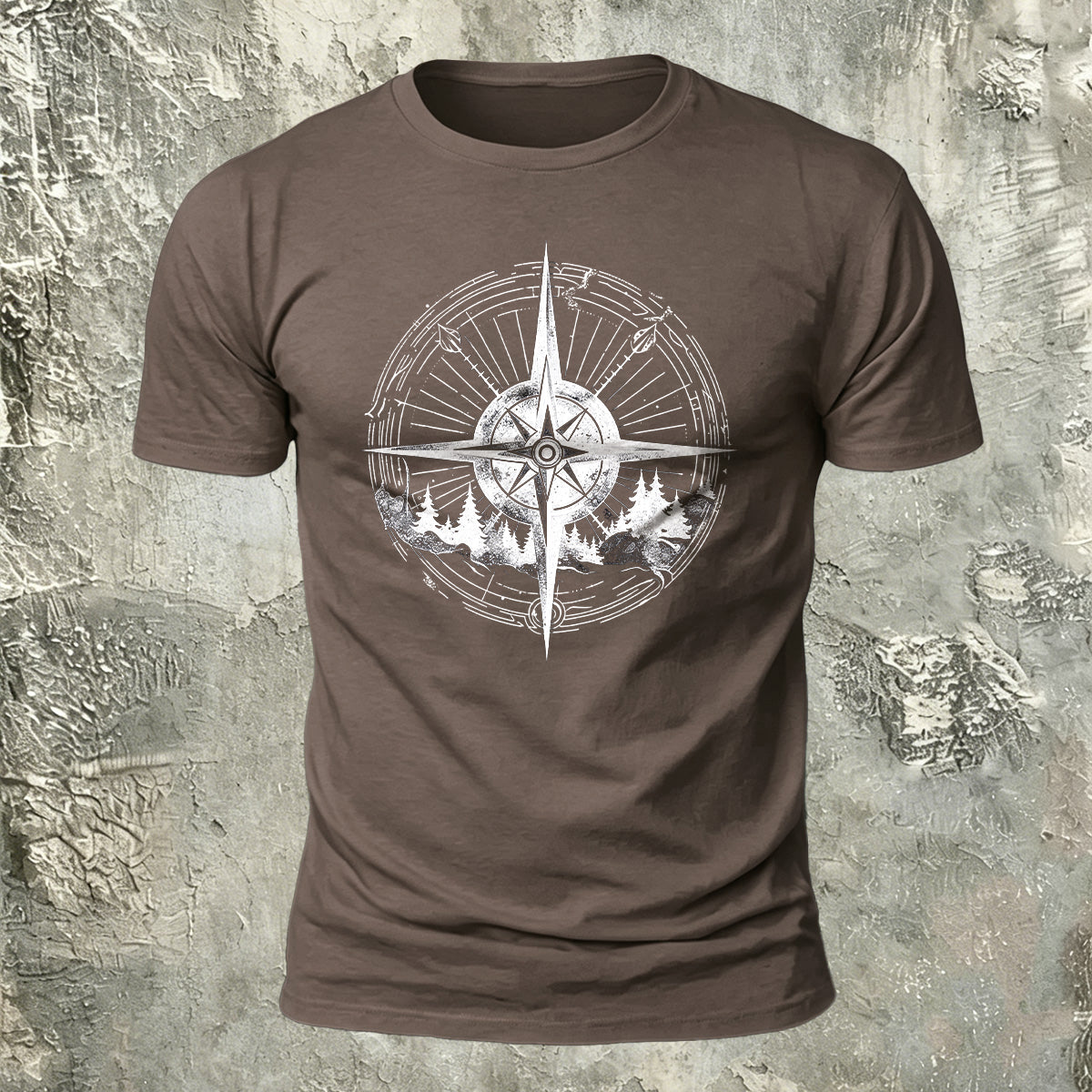 Minimalist Compass Skin-Friendly Round Neck T-Shirt