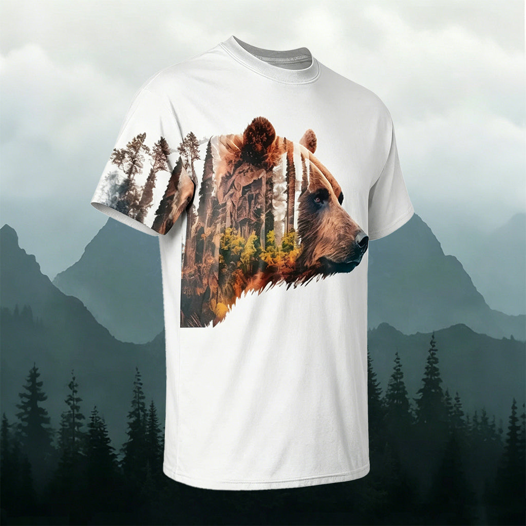 Forest Brown Bear Art Print Casual T-Shirt 4