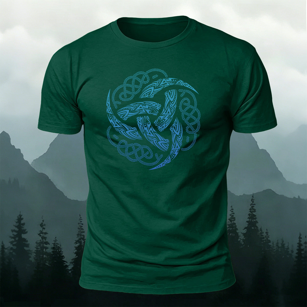 Viking Mythology Totem Print Casual Cotton T-Shirt DGE