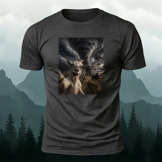 100% Cotton Tornado Storm Selfie Goat Graphic T-Shirt