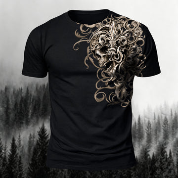 Gothic Skull Lover Gift Printed Short Sleeve T-Shirt