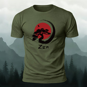 Japanese Zen Aesthetics & Meditation Printed Short Sleeve T-Shirt