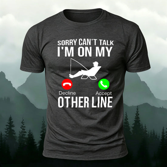 Obsessed with Fishing Pattern Skin-friendly T-shirt Dark Grey