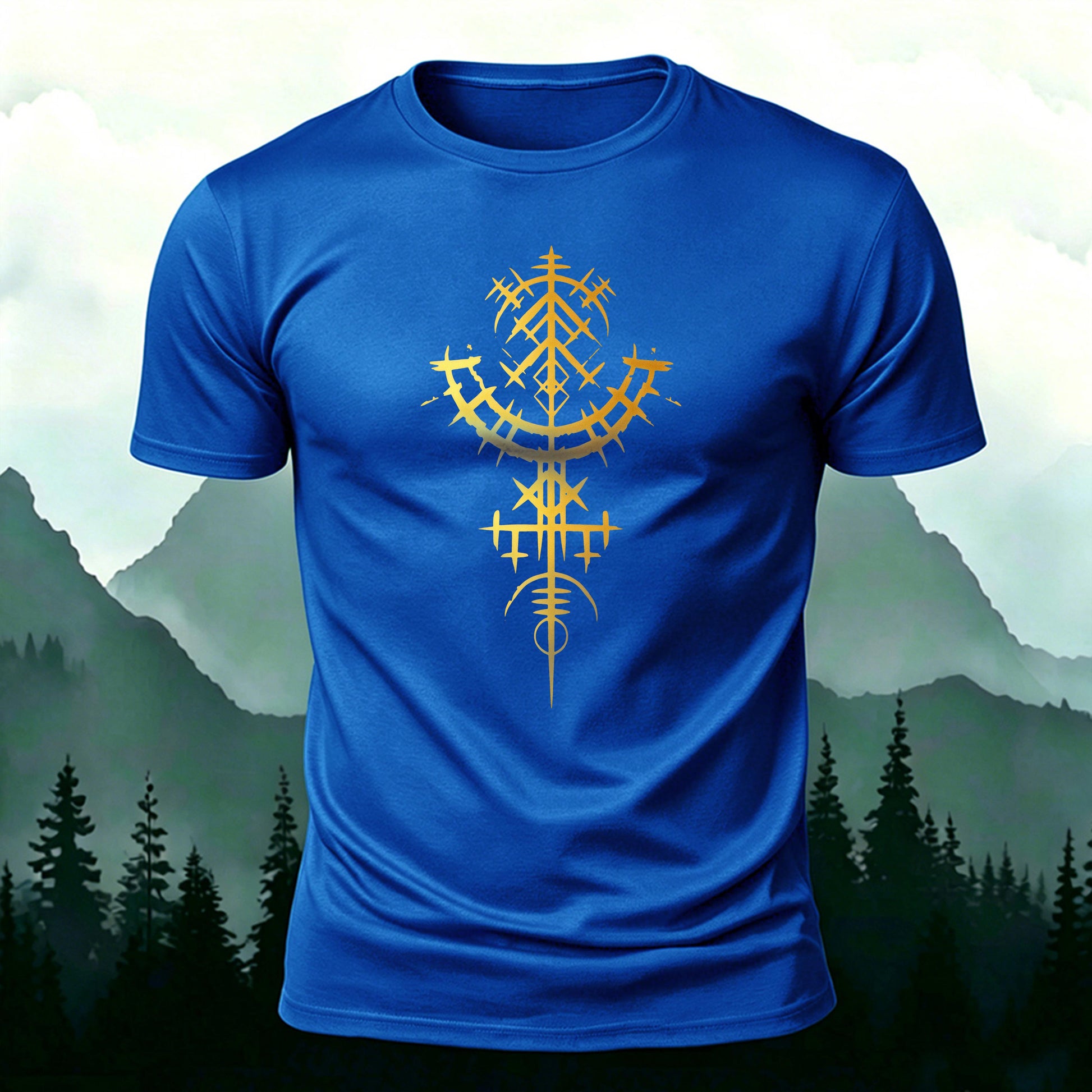 Artistic Image Printed Comfortable Skin-friendly Cotton T-Shirt Bue