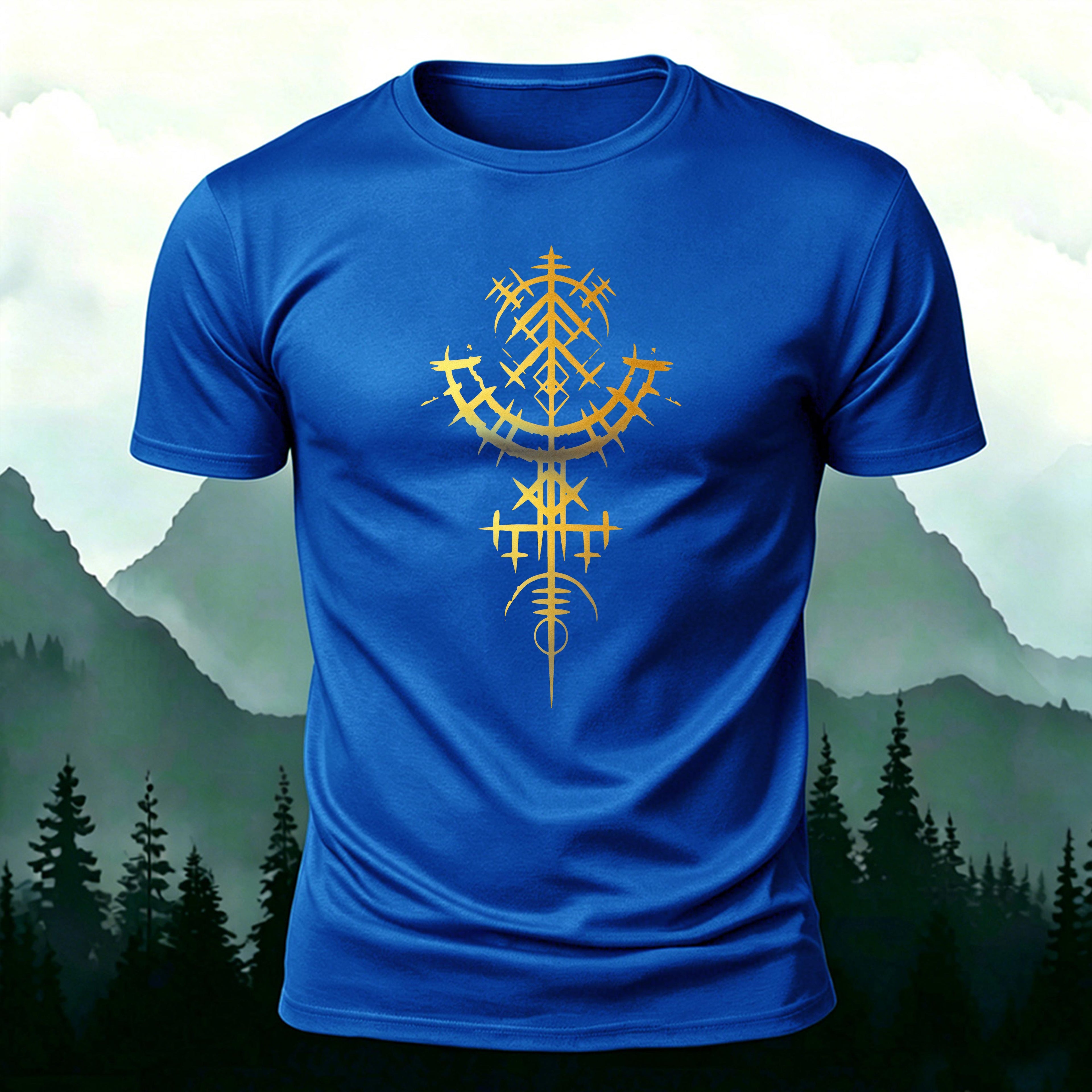 Artistic Image Printed Comfortable Skin-friendly Cotton T-Shirt Bue