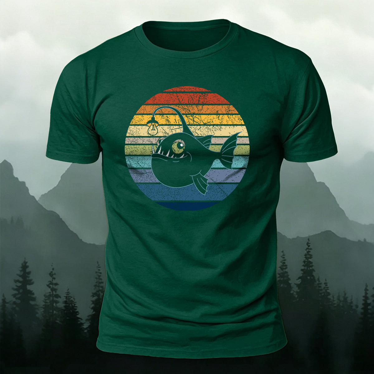 Fun Fishing by Lantern Light Print Casual Cotton T-Shirt
