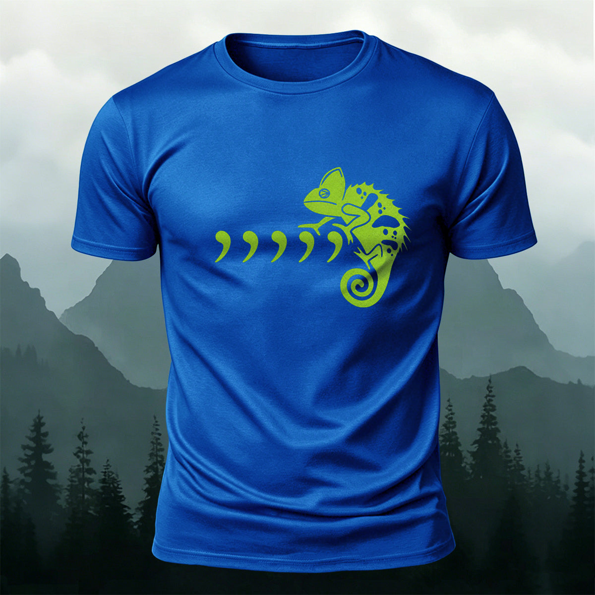Comma Seahorse Cartoon Print Outdoor Casual Cotton T-Shirt