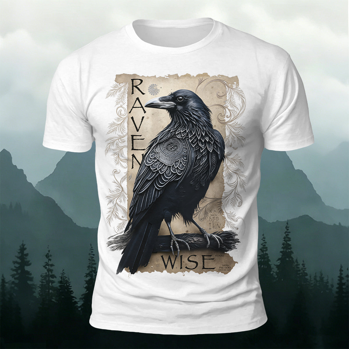 Retro Bird Print Casual Premium Cotton T-Shirt