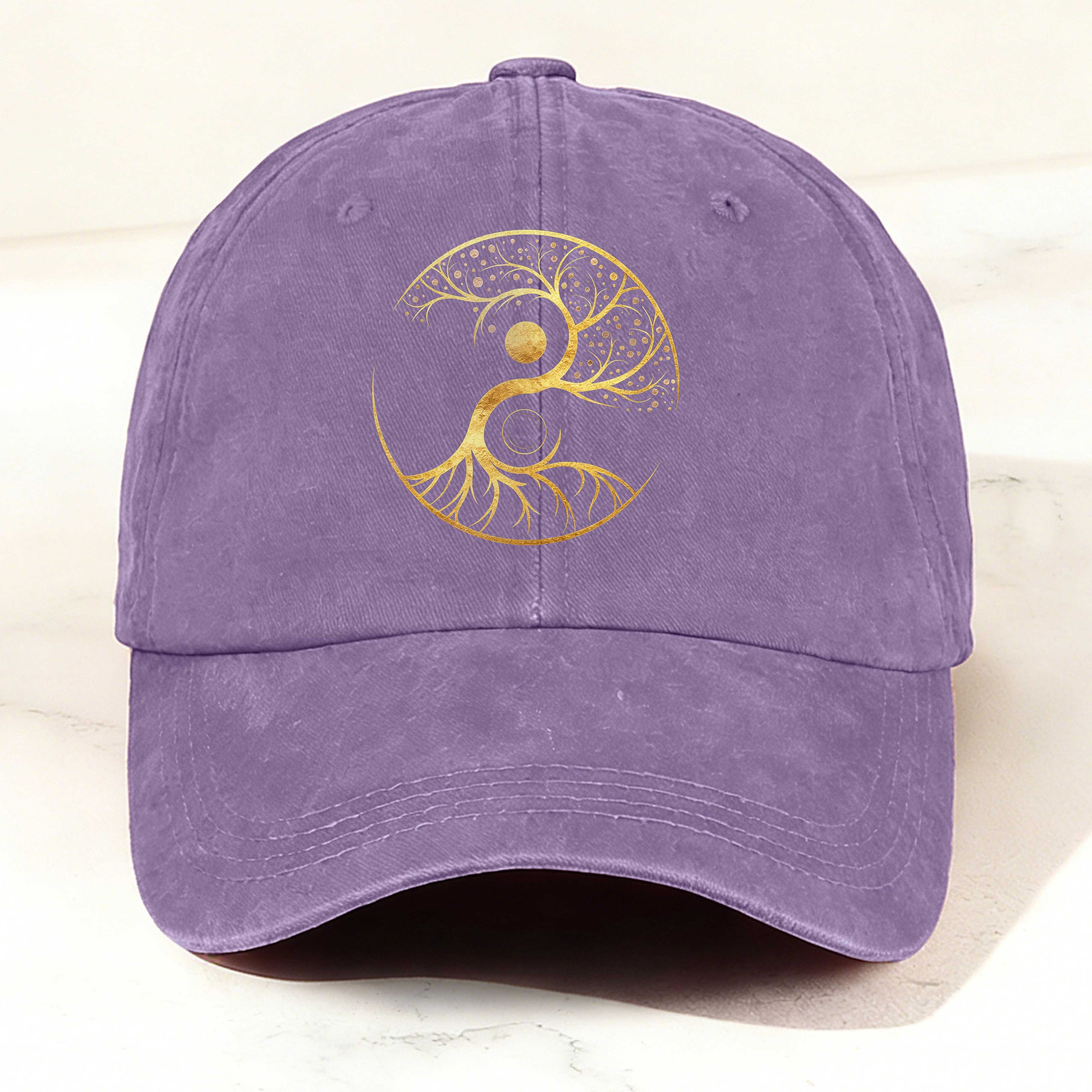 Taiji Tree Totem Printed Washed Baseball Cap