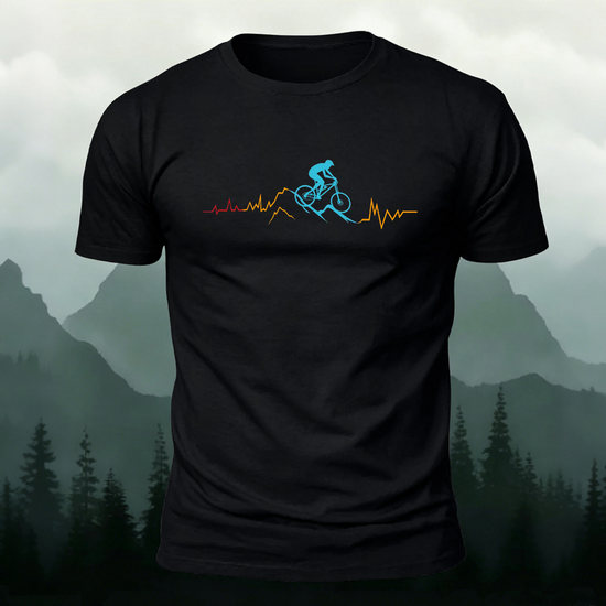Cycling Line Pattern Skin-friendly Cotton T-Shirt Black