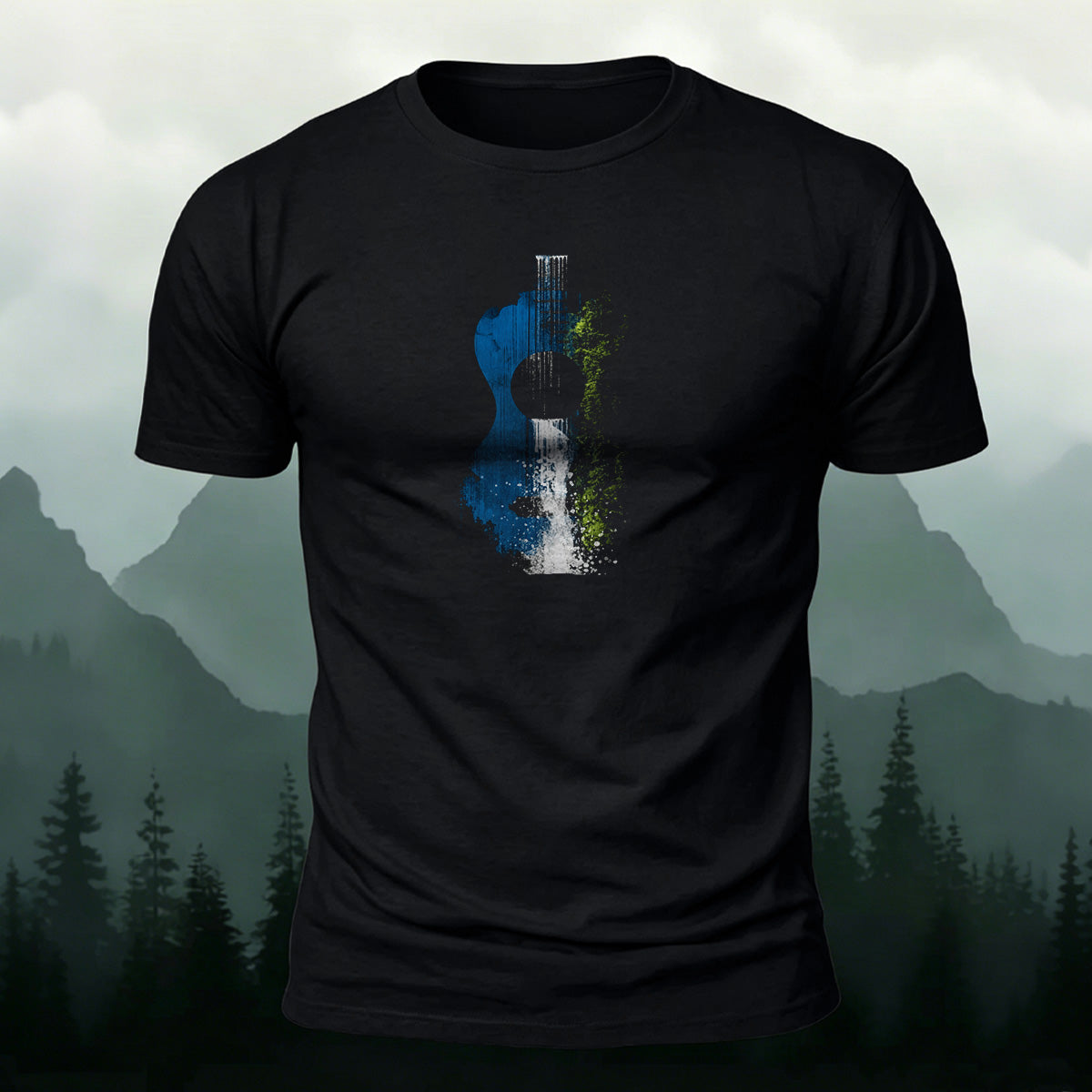 Special Waterfall Print Natural Style Casual T-shirt