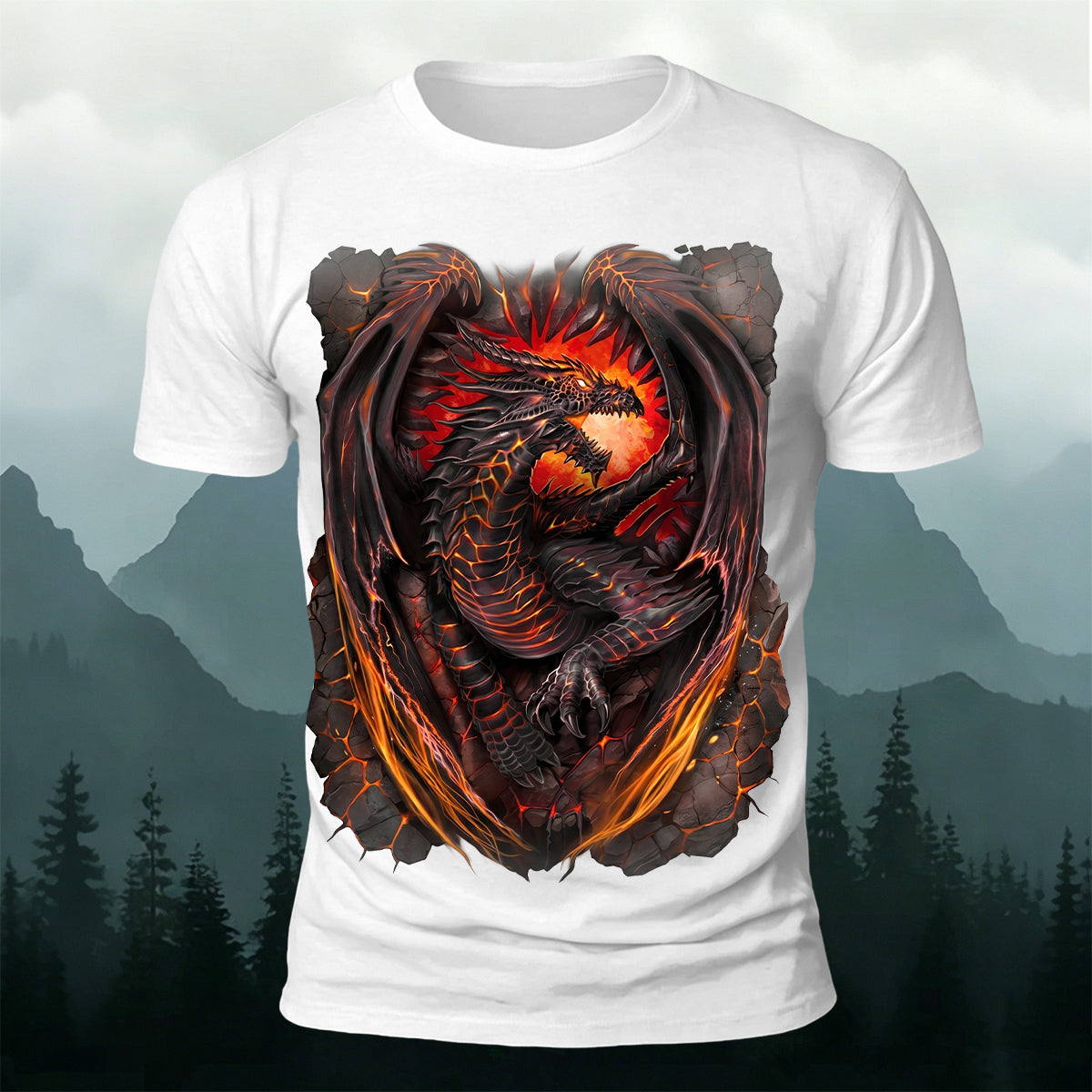 Retro Evil Dragon Print Casual Comfortable T-Shirt