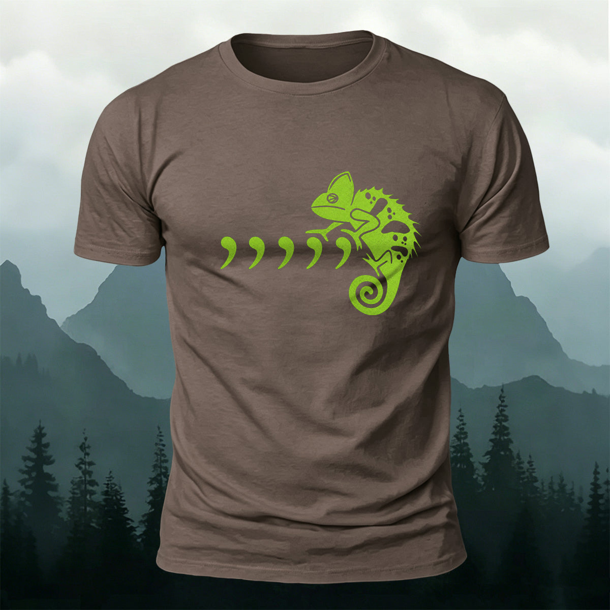 Comma Seahorse Cartoon Print Outdoor Casual Cotton T-Shirt