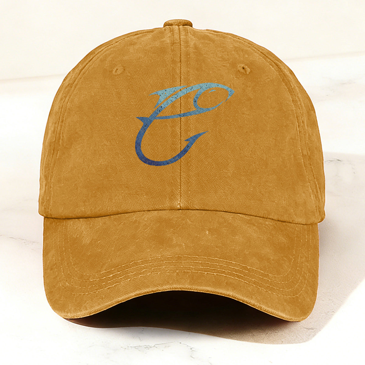 Minimalist and Creative Fishing-Themed Casual Washed Duck Bill Cap