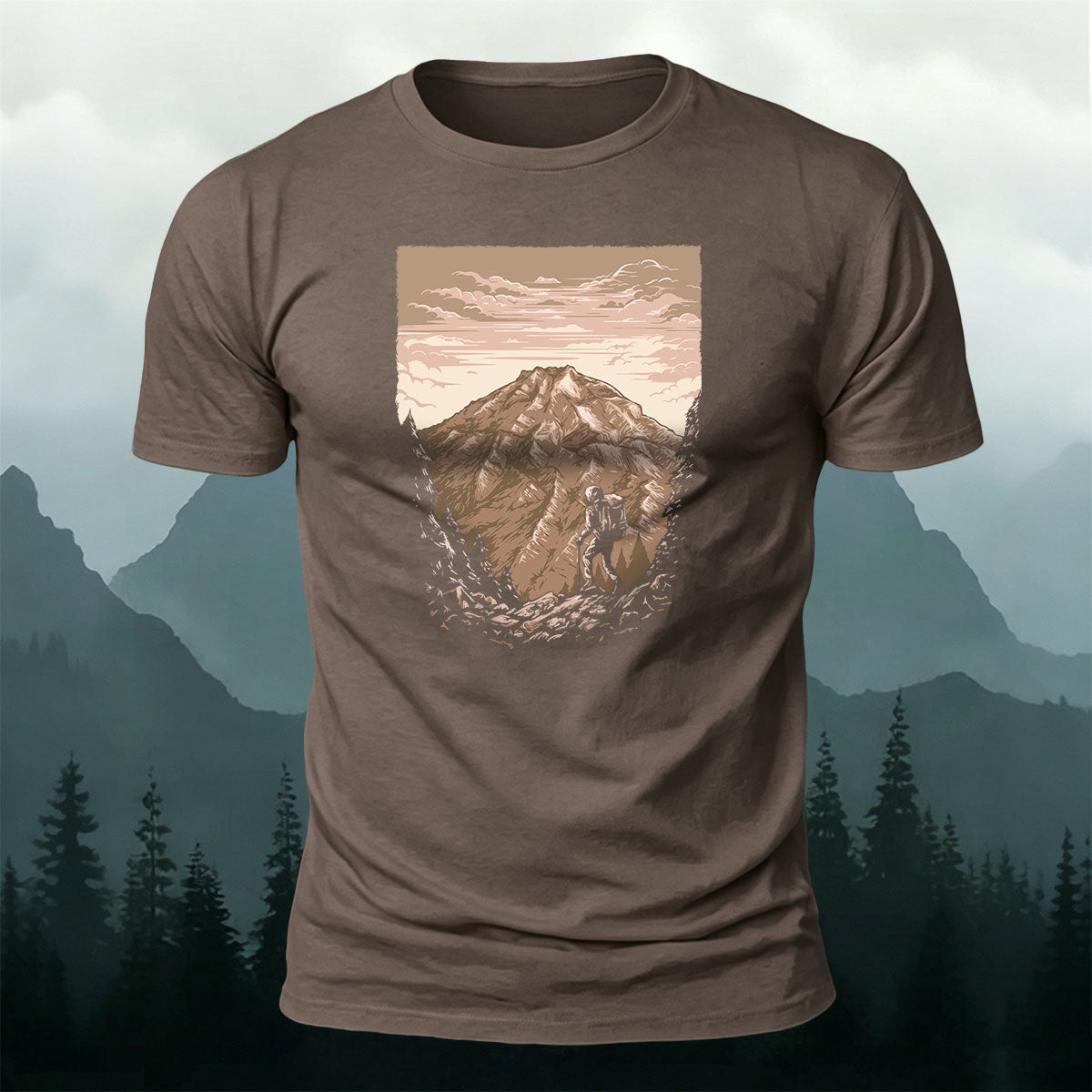 Mountaineer Art Print Casual Cotton T-Shirt