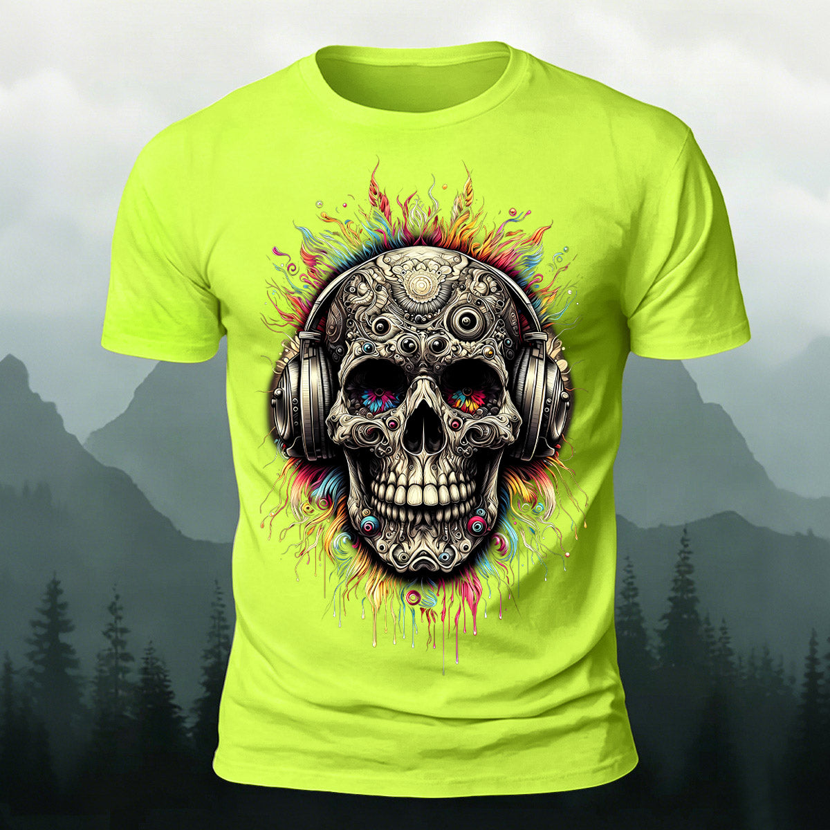 Music Skeleton Print Casual Skin-Friendly T-Shirt