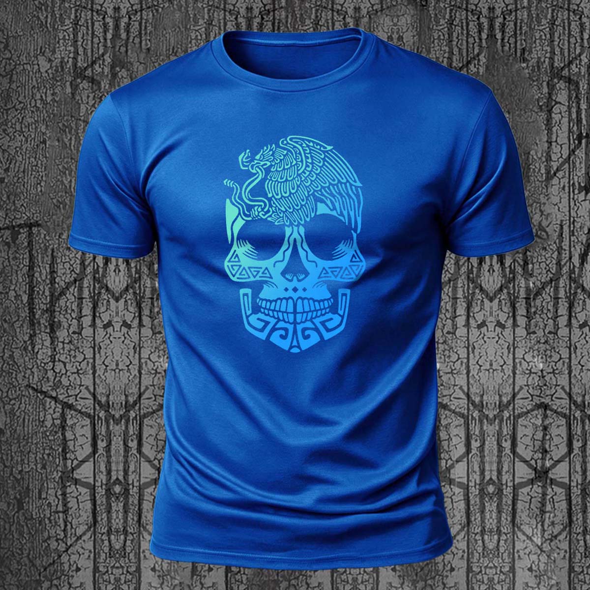 Skull Totem Print Street Fashion 100% Cotton T-Shirt