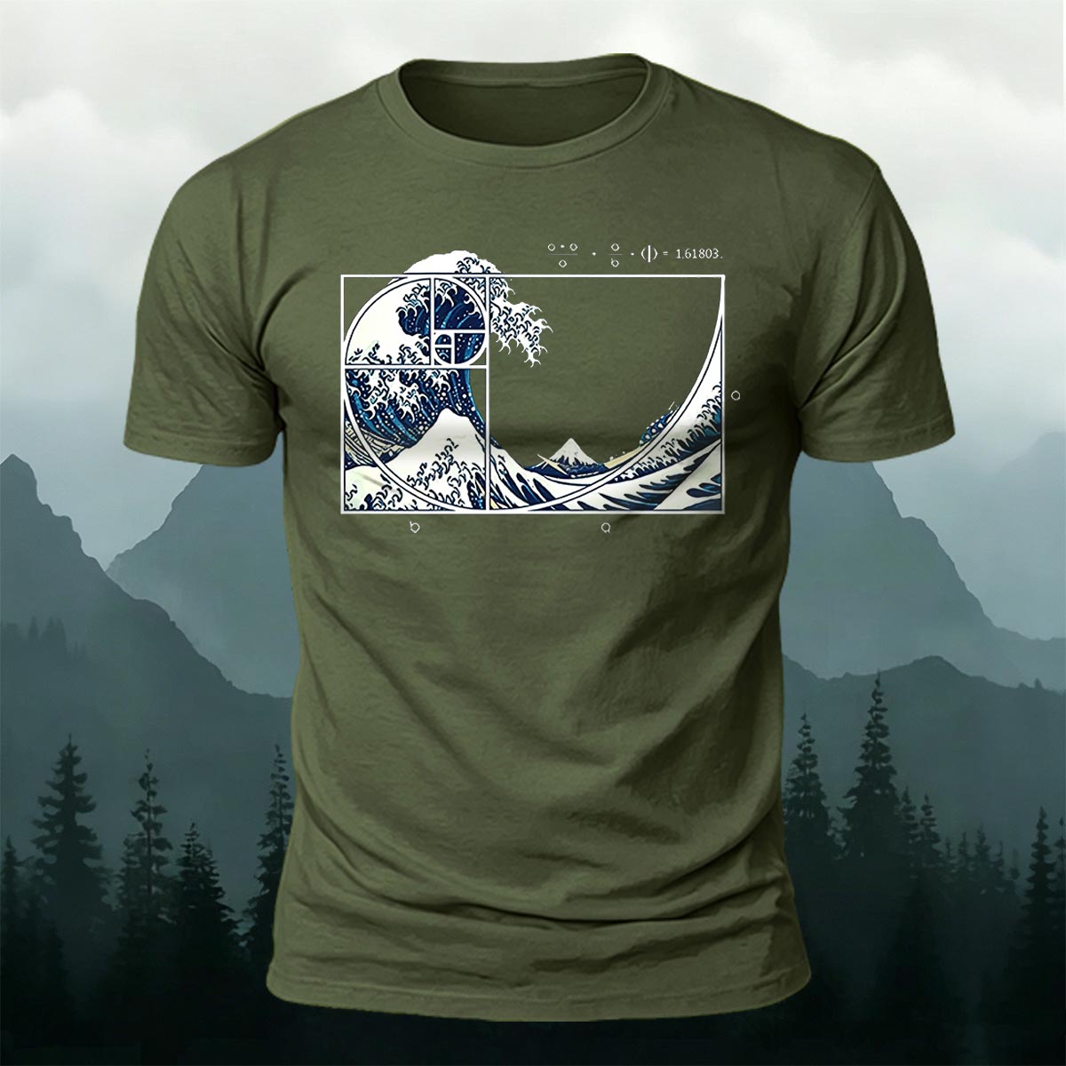 Waves Pattern Natural Style Skin-friendly Casual T-Shirt