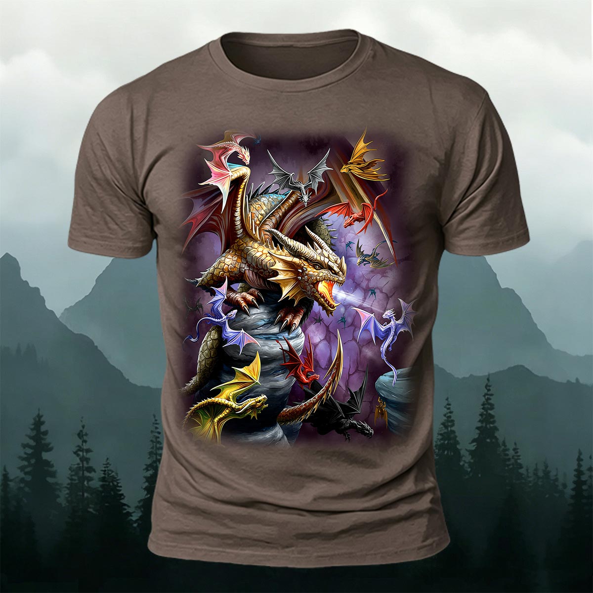 Western Dragon Fantasy Art Breathable Cotton T-Shirt