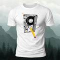 Pencil and Tape Pattern Soft-touch Feel T-Shirt White