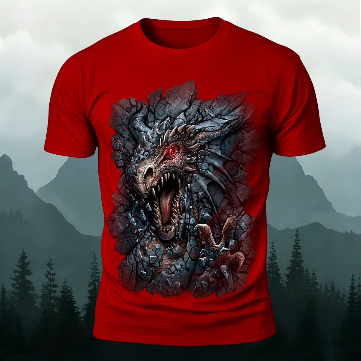 Dragon Print Vintage Fantasy Casual T-Shirt