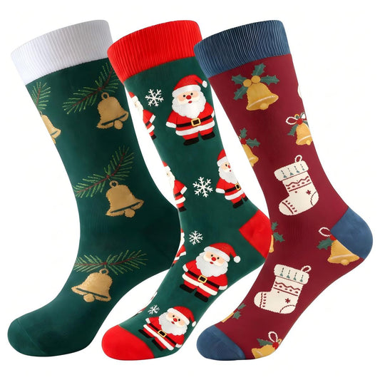 Cotton Blend Santa Print Christmas Socks