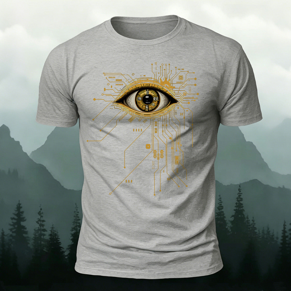 Cool Artistic Eyes Premium Cotton Casual T-shirt Grey