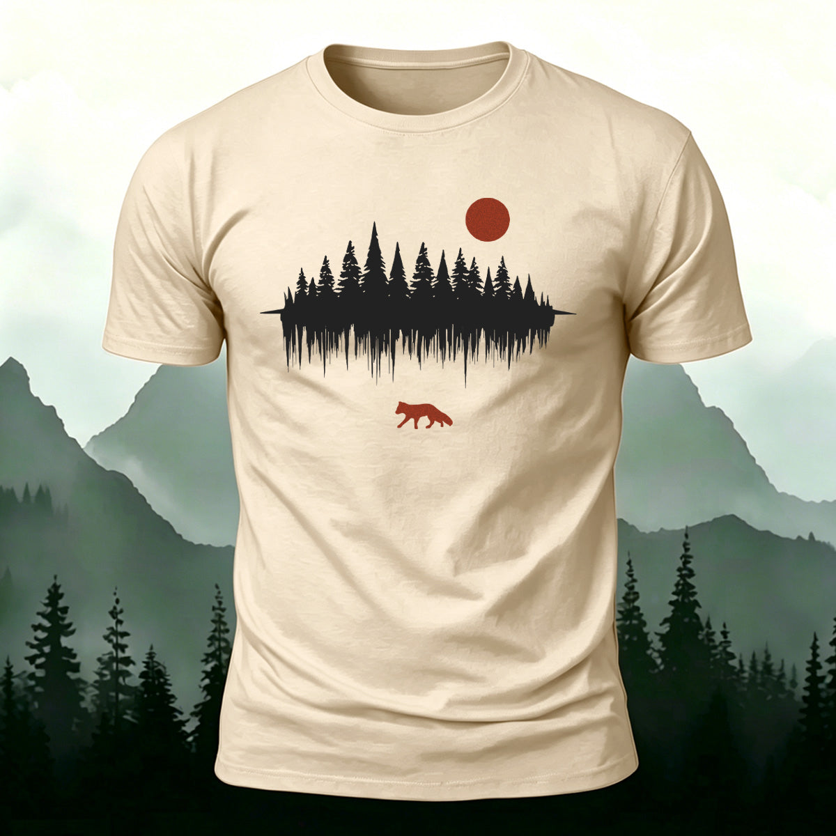 Forest Reflection Natural Leisure Premium Cotton T-Shirt Beige