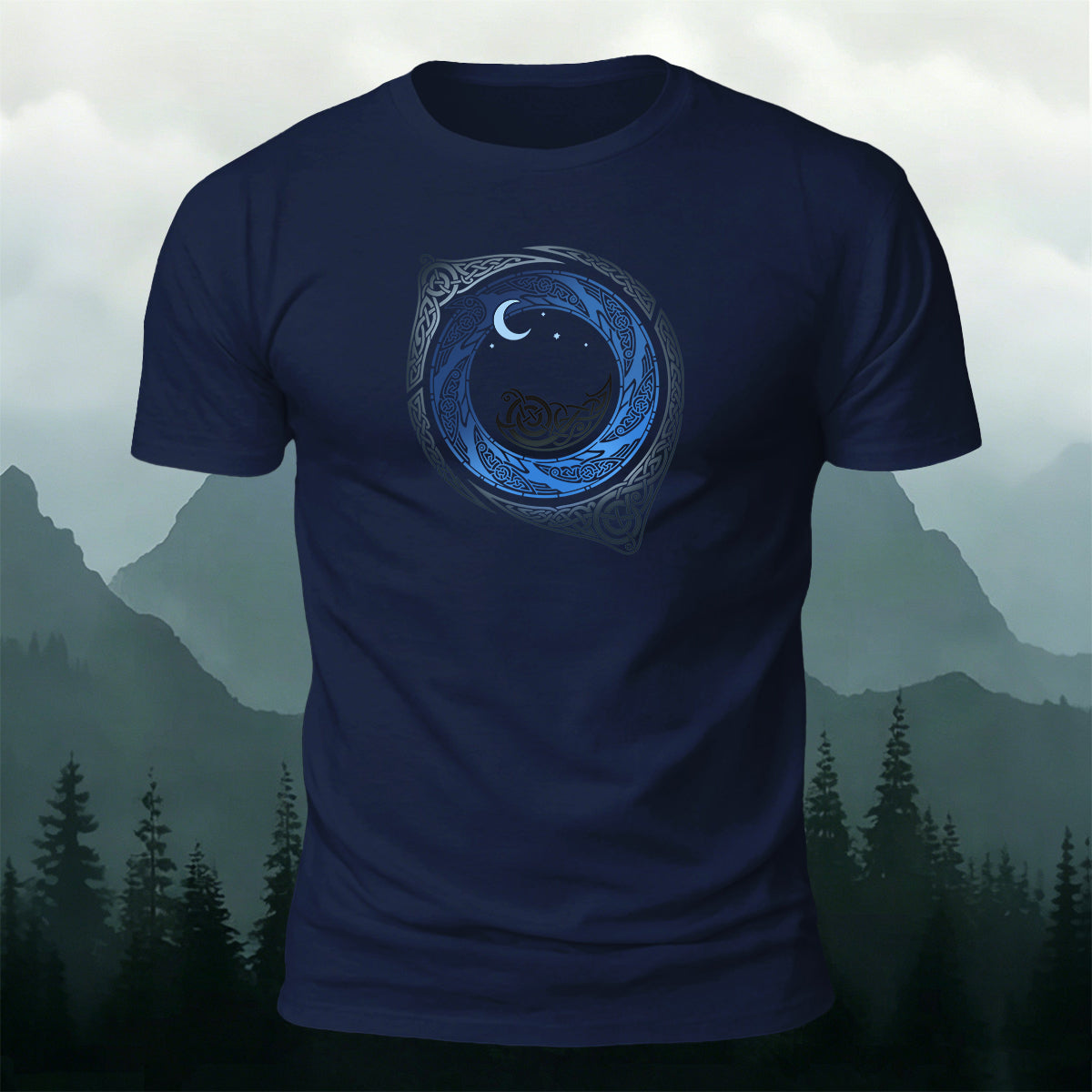 Spiral Mythical Totem Print Casual Cotton T-Shirt