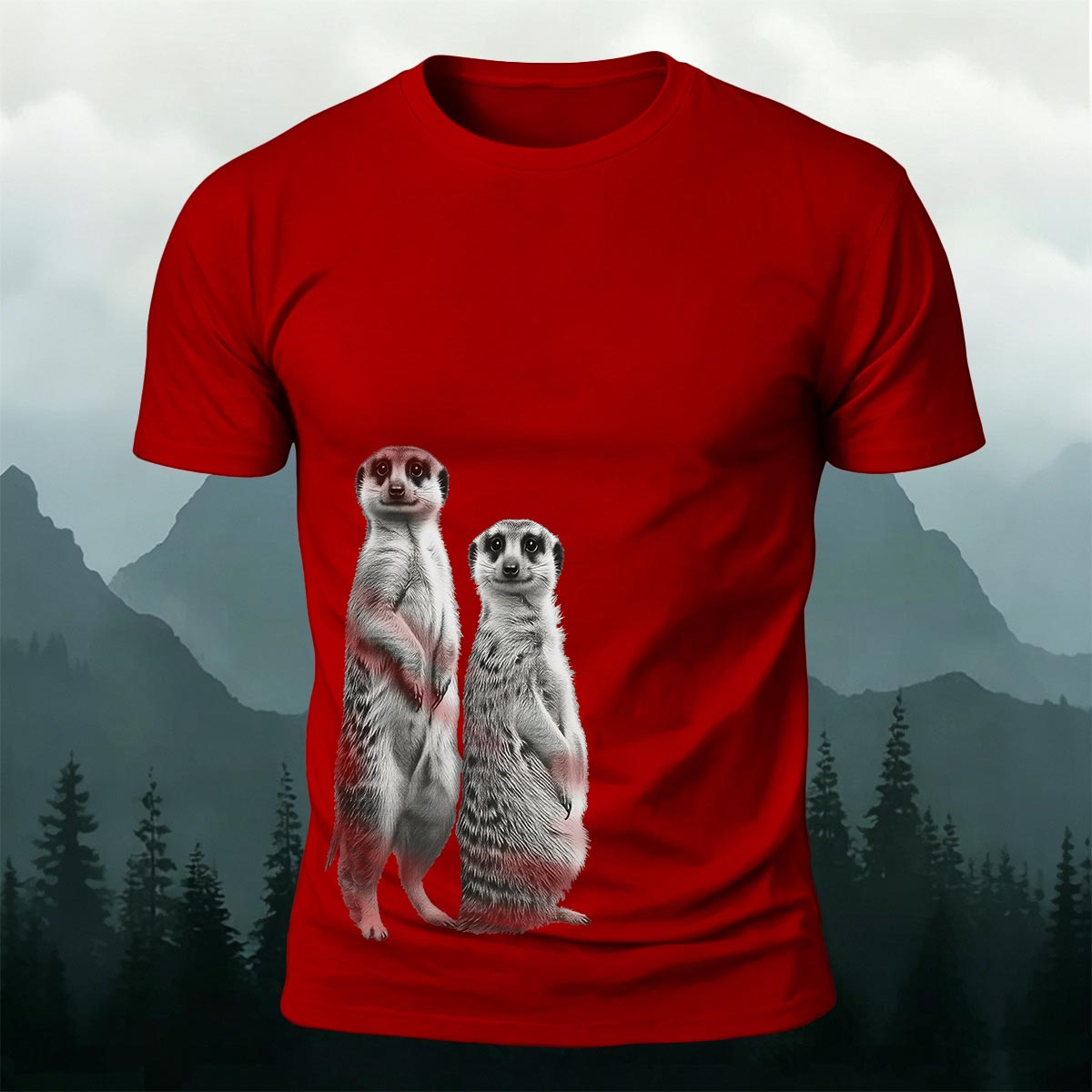 Cute Meerkat Print Cotton Casual T-Shirt