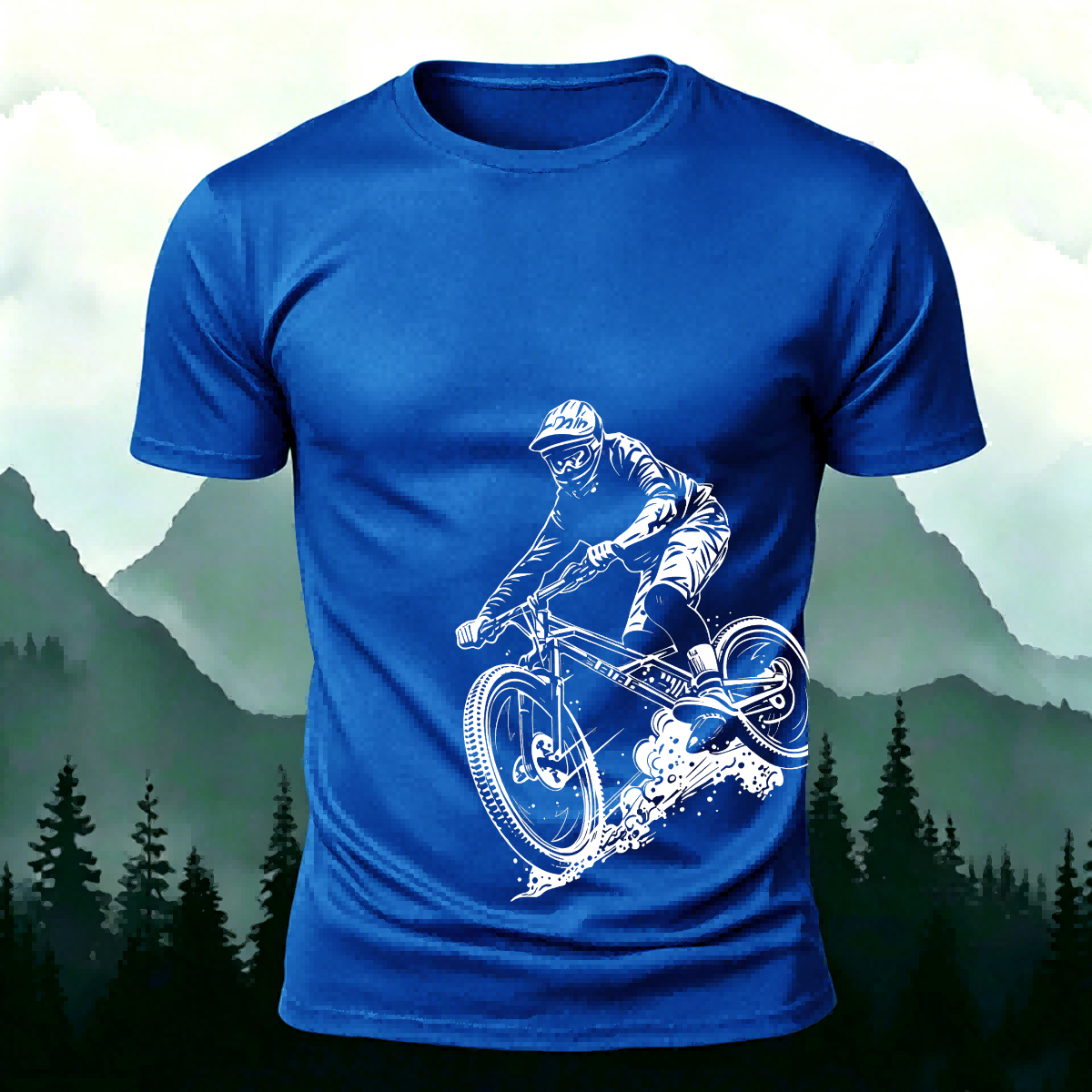 Cycling Silhouette Pattern Outdoor Style Casual T-Shirt