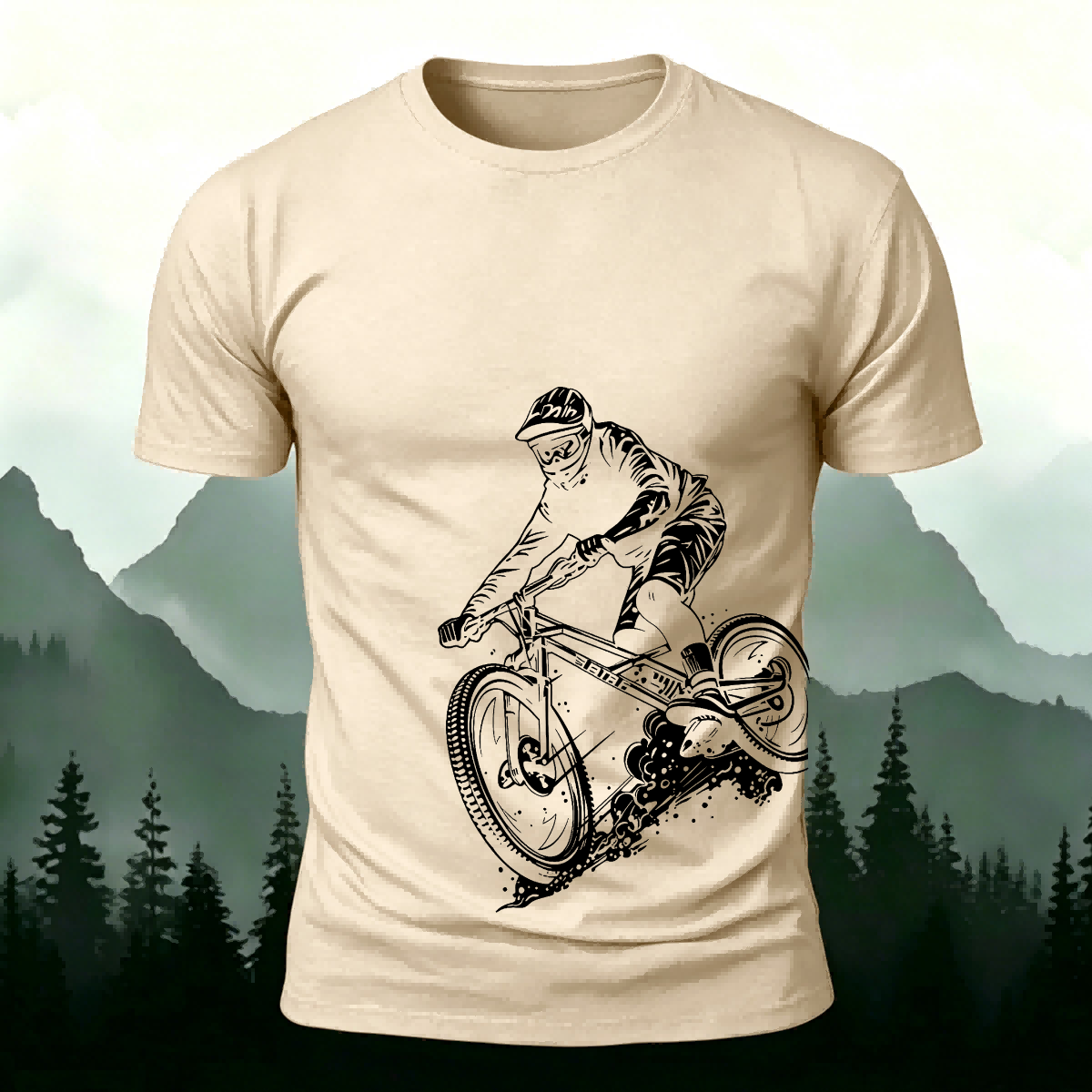 Cycling Silhouette Pattern Outdoor Style Casual T-Shirt