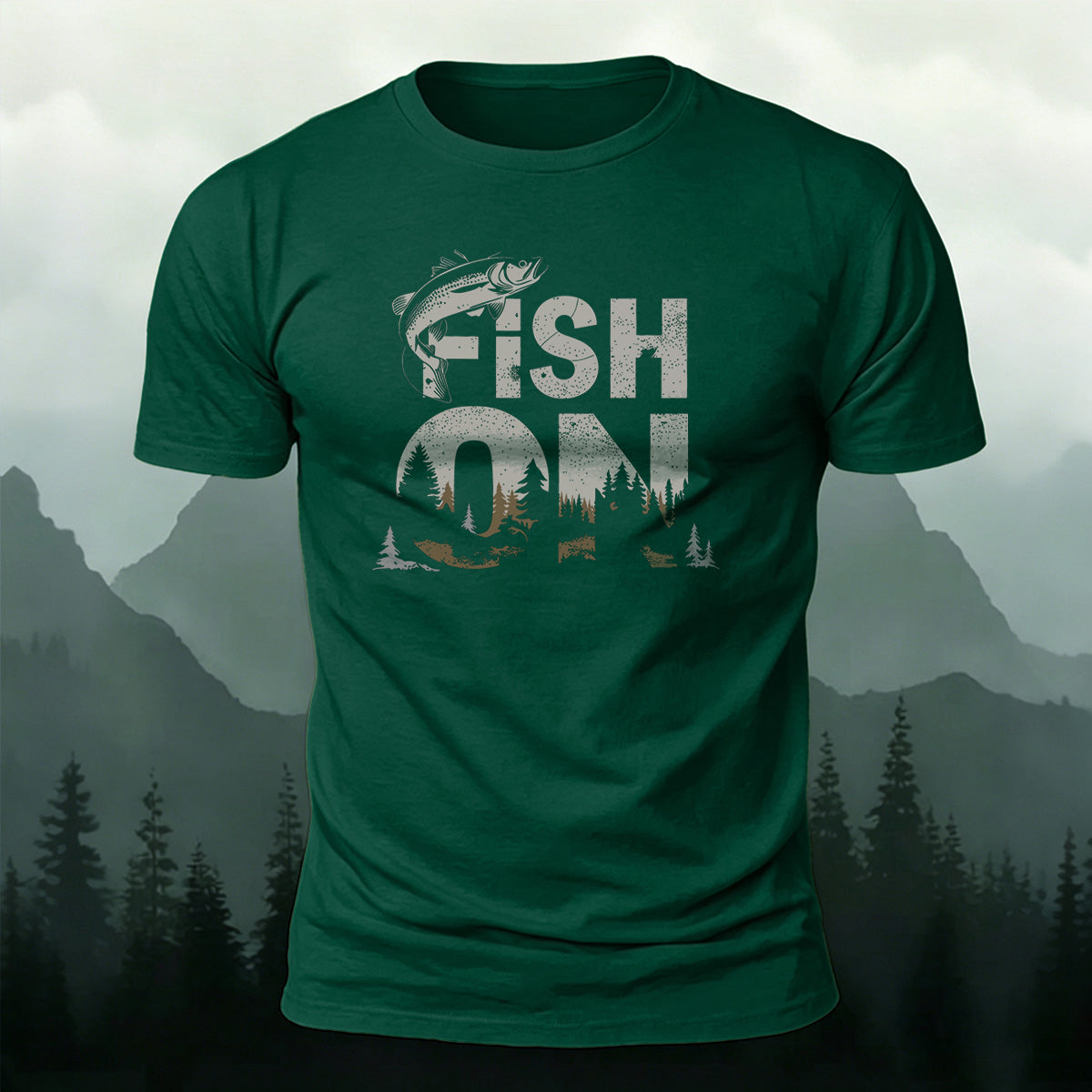 Fish on Art Print Cotton Outdoor Casual T-Shirt