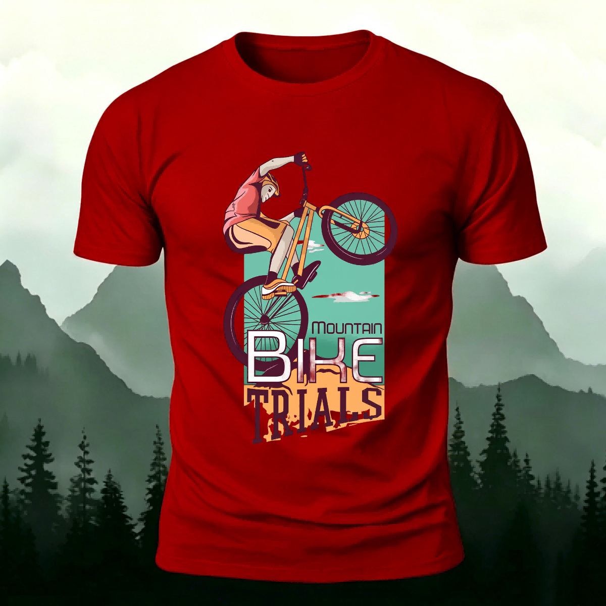 Mountain Biking Printed Fashion Premium Cotton T-Shirt