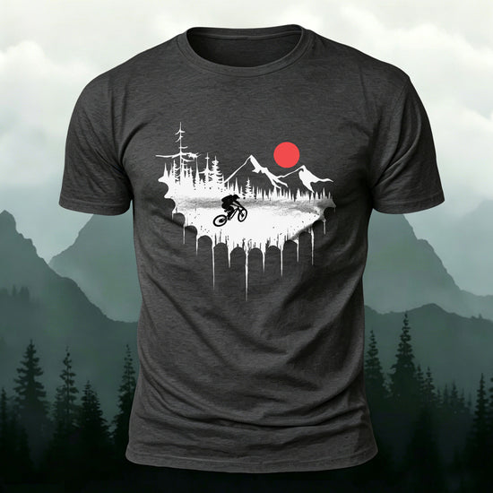 Cycling Print Natural Comfort Premium Cotton T-Shirt Dark Grey