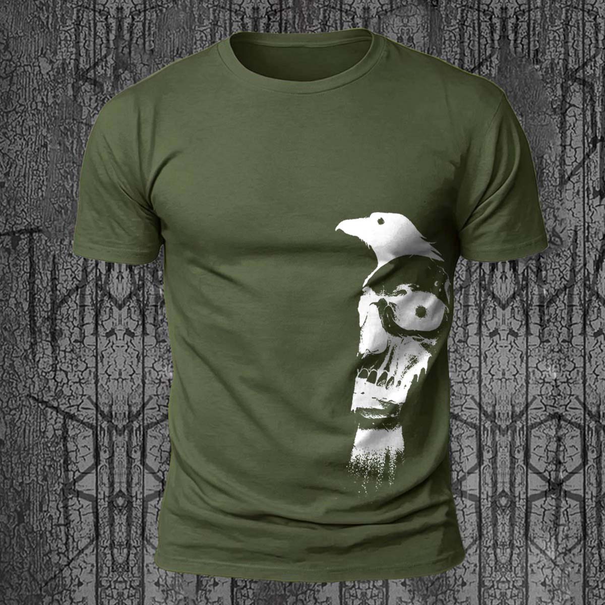 Vintage Skull Bird Print Casual Skin-Friendly T-Shirt